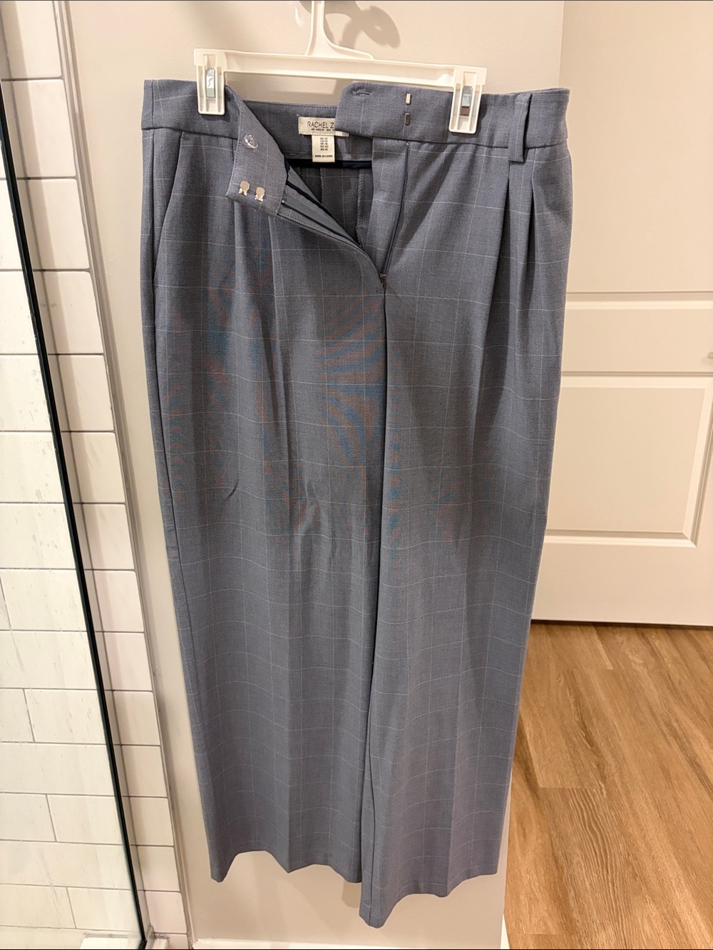 Rachel Zoe Womens Gray Windowpane Pleated Dress Pants
